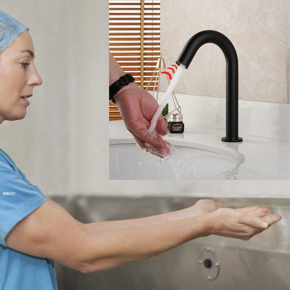 Black Matte Commercial Sensor Single Hole Bathroom Faucet