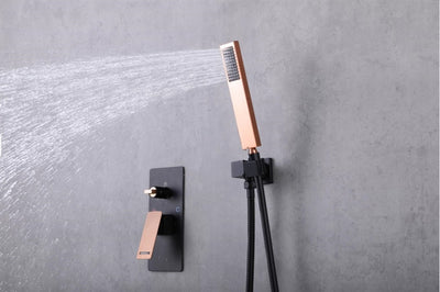 Black with Rose Gold 2-3 way function diverter pressure balance shower kit