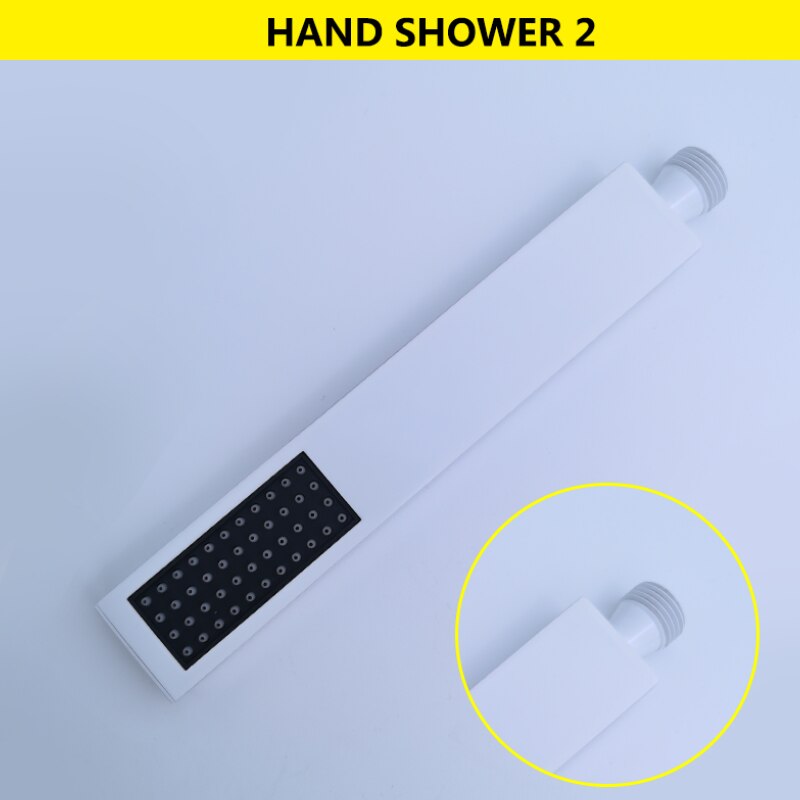 White matte square slide shower bar and spray set