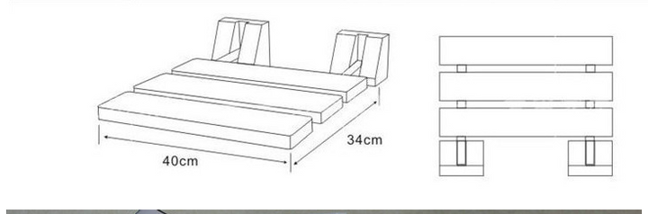 Teak wall mounted folding steam shower seat