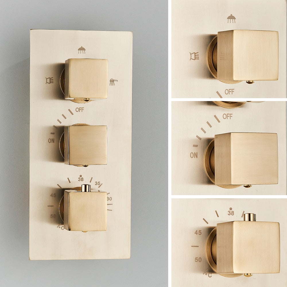 Thermostatic 3 way function with  trim and valve set