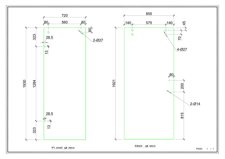 Gold Polished Brass Sliding Frameless Shower Glass Door SS05-10mm size 60"x76"