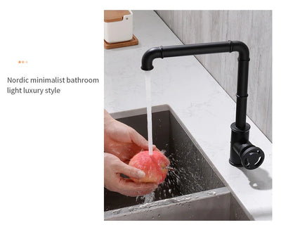 Gold New Euro Industrial Design Kitchen Faucet With Single Wheel Handle