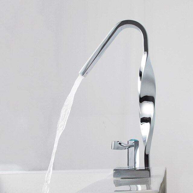 Modern Twisted Design Single Hole Bathroom Faucet