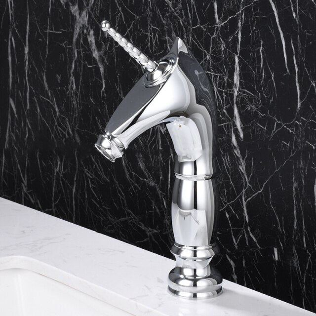Tall an short Unicorn single hole bathroom faucet