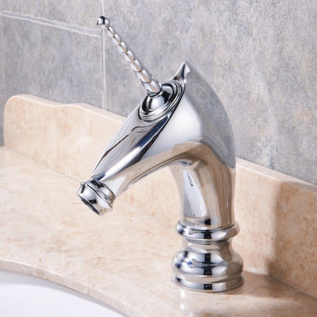 Tall an short Unicorn single hole bathroom faucet