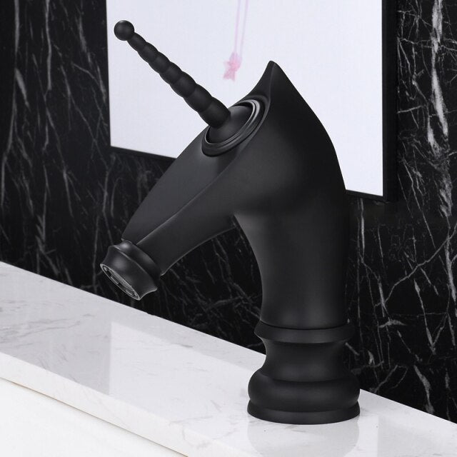 Tall an short Unicorn single hole bathroom faucet
