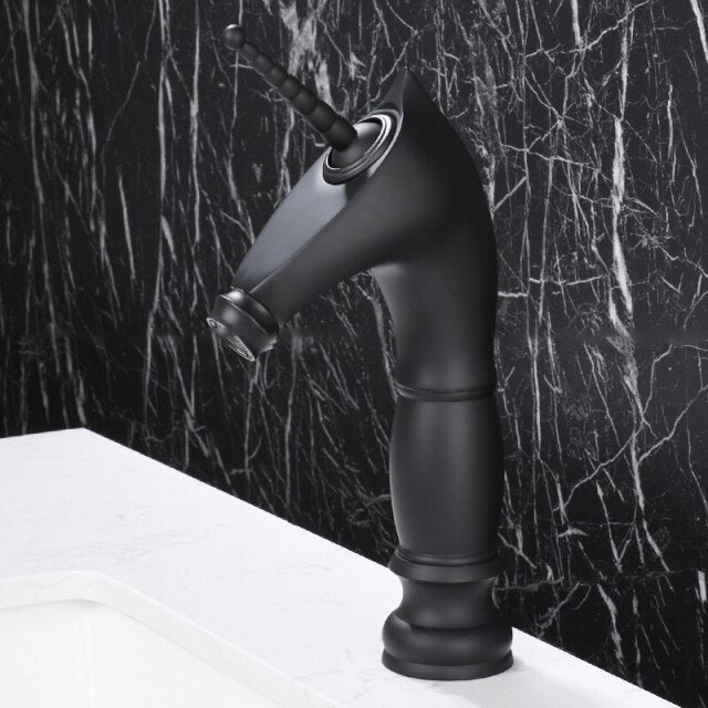 Tall an short Unicorn single hole bathroom faucet