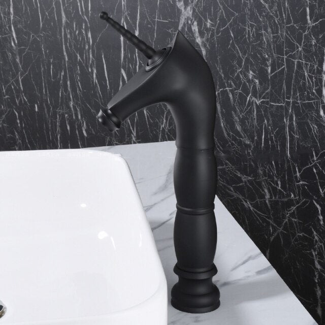 Tall an short Unicorn single hole bathroom faucet