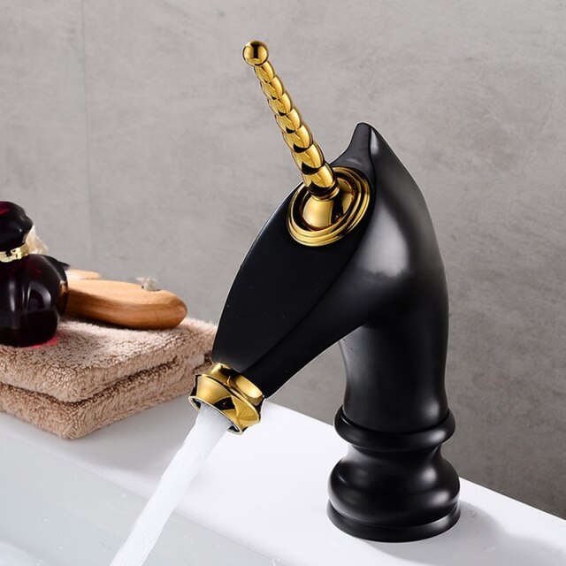 Tall an short Unicorn single hole bathroom faucet
