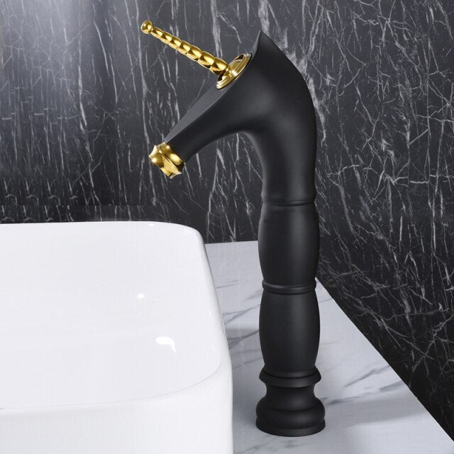 Tall an short Unicorn single hole bathroom faucet