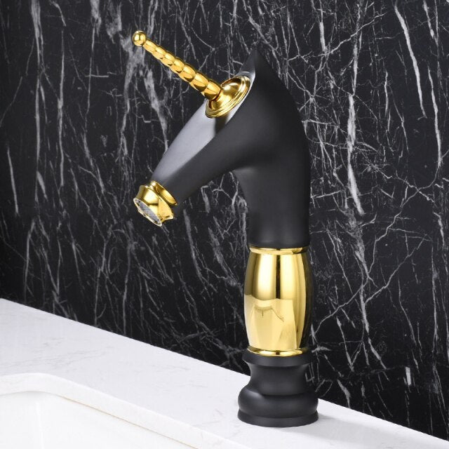 Tall an short Unicorn single hole bathroom faucet