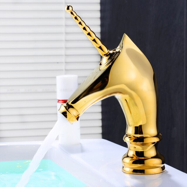 Tall an short Unicorn single hole bathroom faucet