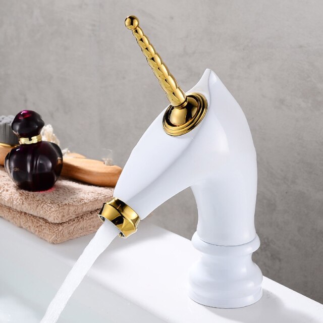 Tall an short Unicorn single hole bathroom faucet