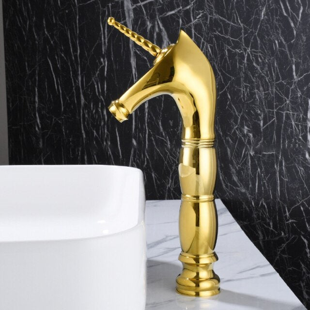Tall an short Unicorn single hole bathroom faucet
