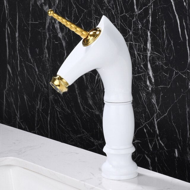 Tall an short Unicorn single hole bathroom faucet