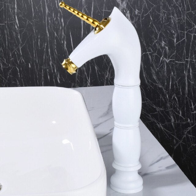 Tall an short Unicorn single hole bathroom faucet