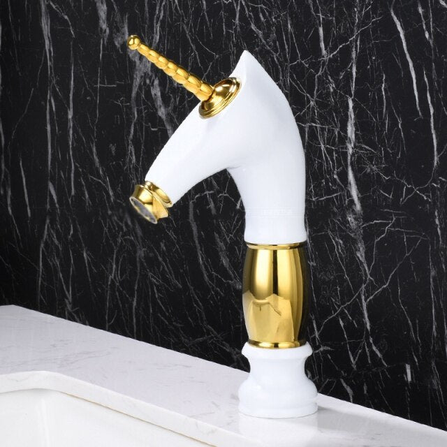Tall an short Unicorn single hole bathroom faucet