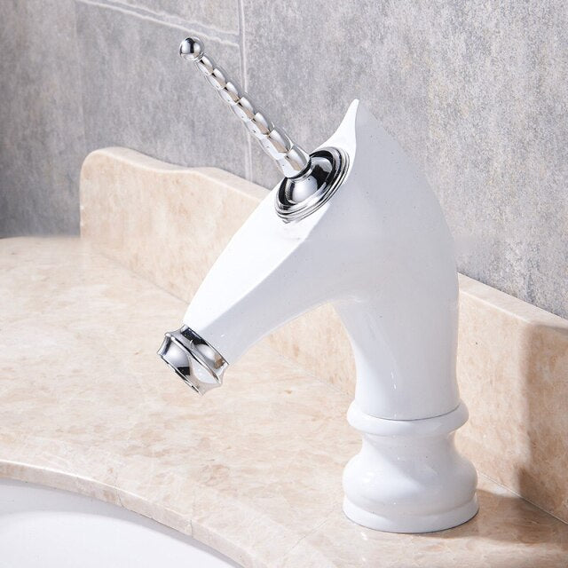 Tall an short Unicorn single hole bathroom faucet
