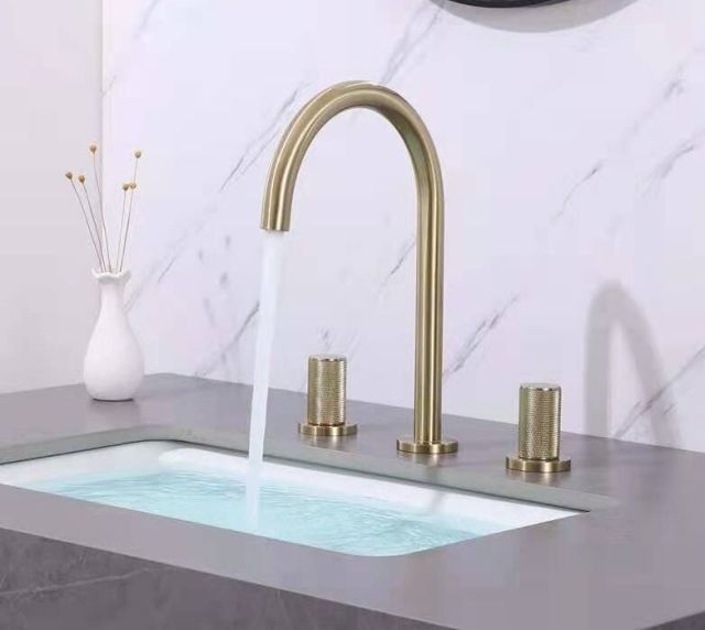 Rose Gold and Black 8" Widespread Bathroom Faucets