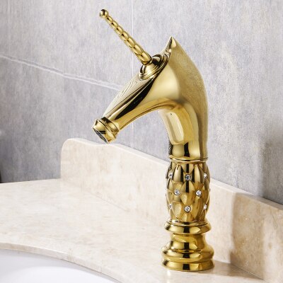 Unicorn Faucet tall and short in gold-blackand two tone colors