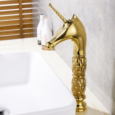 Unicorn Faucet tall and short in gold-blackand two tone colors