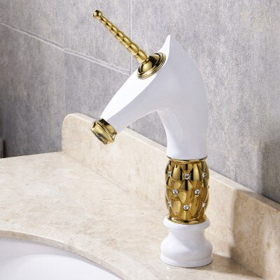 Unicorn Faucet tall and short in gold-blackand two tone colors