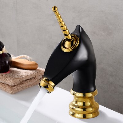 Unicorn Faucet tall and short in gold-blackand two tone colors