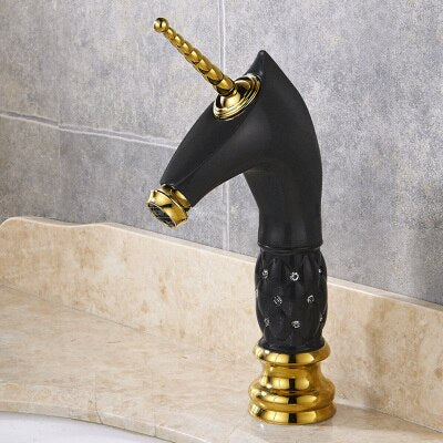 Unicorn Faucet tall and short in gold-blackand two tone colors