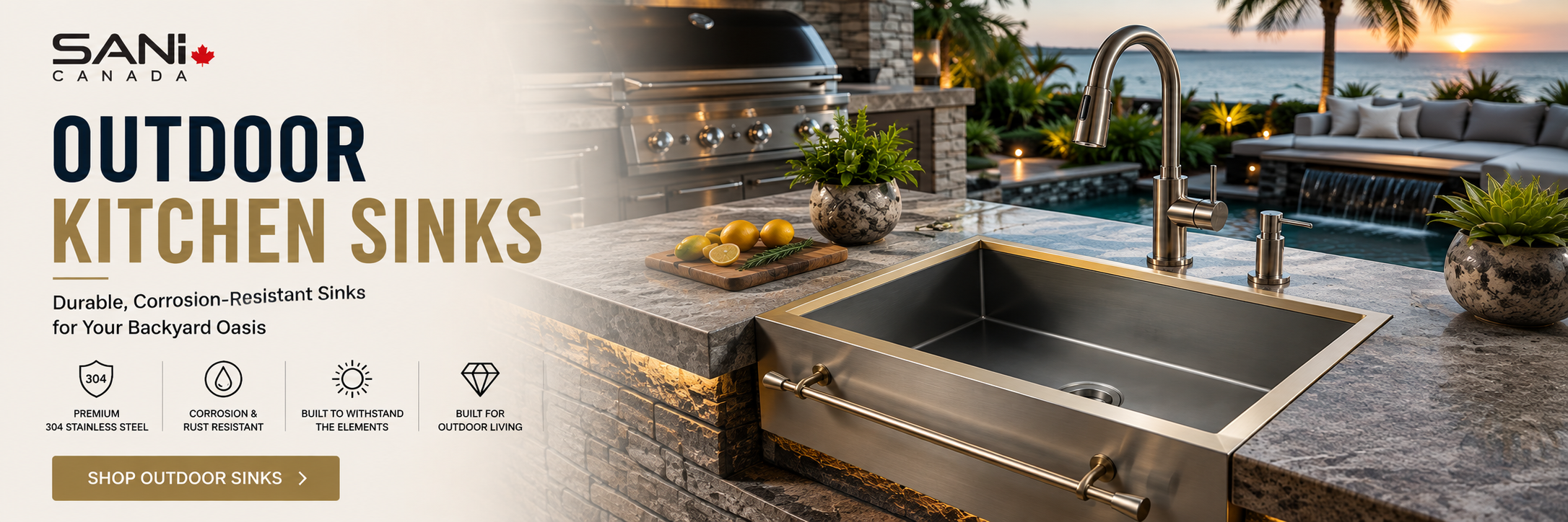 Outdoor kitchen sink