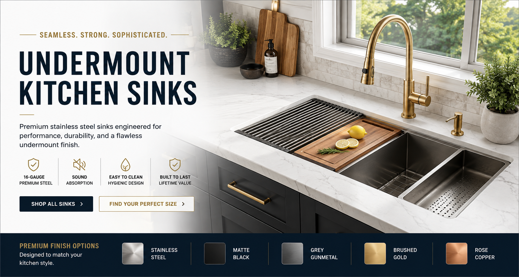 Undermount stainless steel kitchen sink