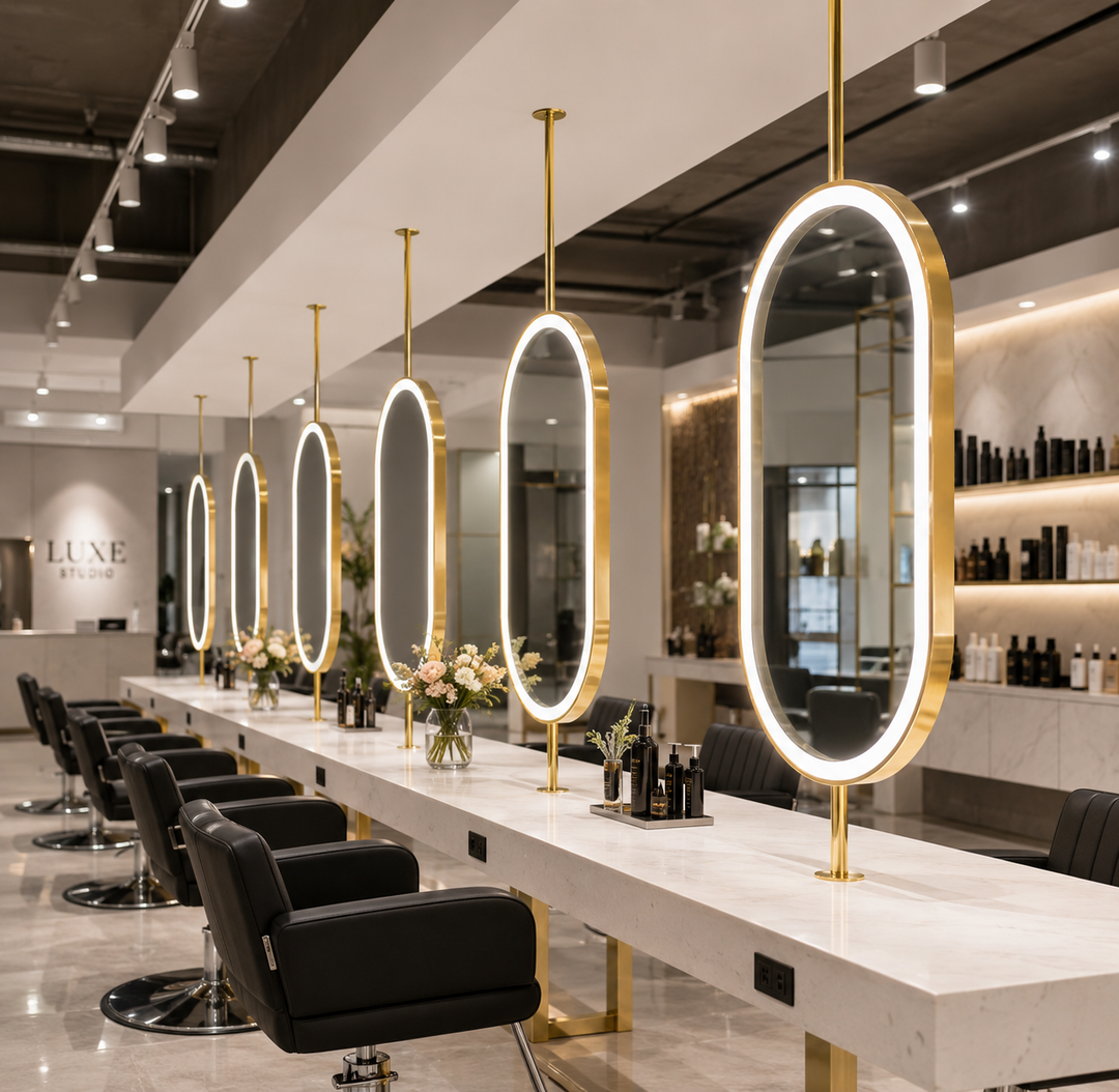 Double 2 Sided Glass Ceiling Suspended Mirrors