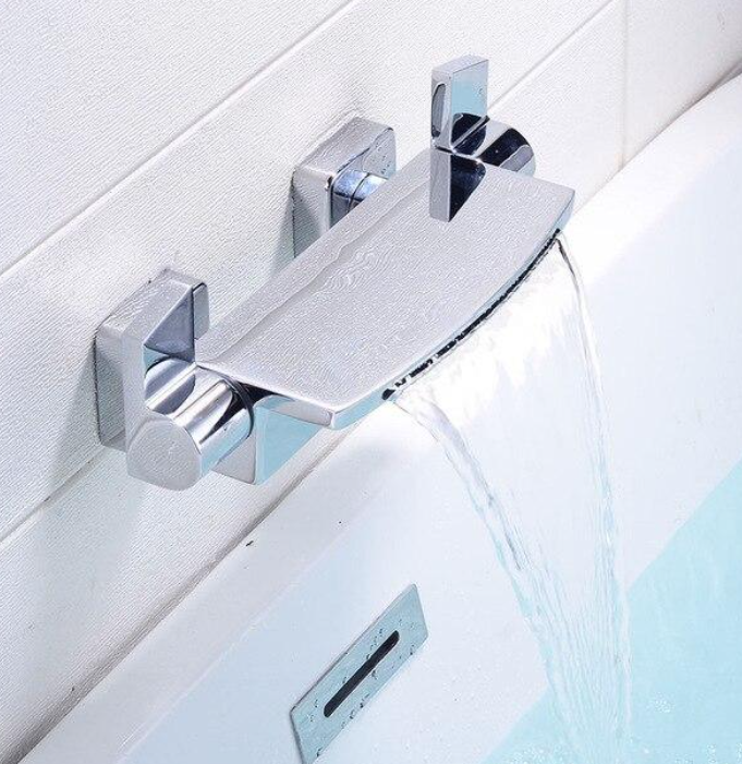 Wall mounted tub filler faucet