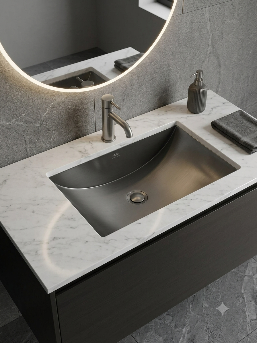 Commercial Grey Gun Pearl Undermount 16 Gauge Stainless Steel Bathroom sink 21"x15"-