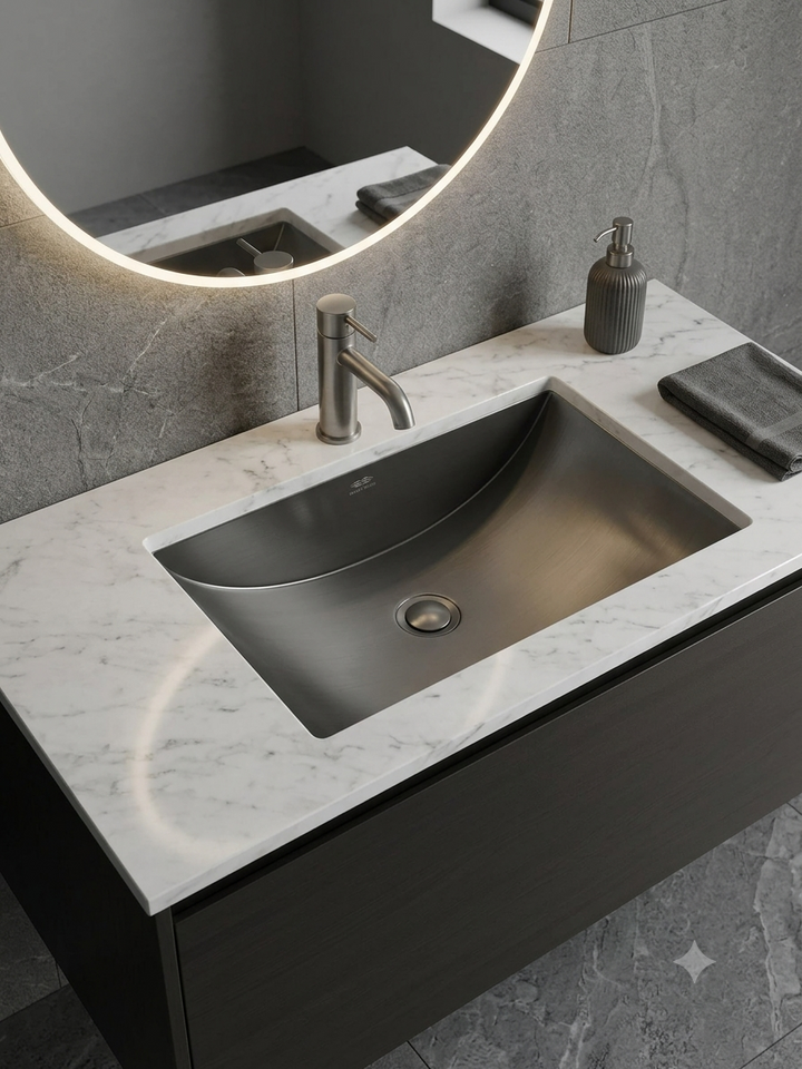 Commercial Grey Gun Pearl Undermount 16 Gauge Stainless Steel Bathroom sink 21"x15"-