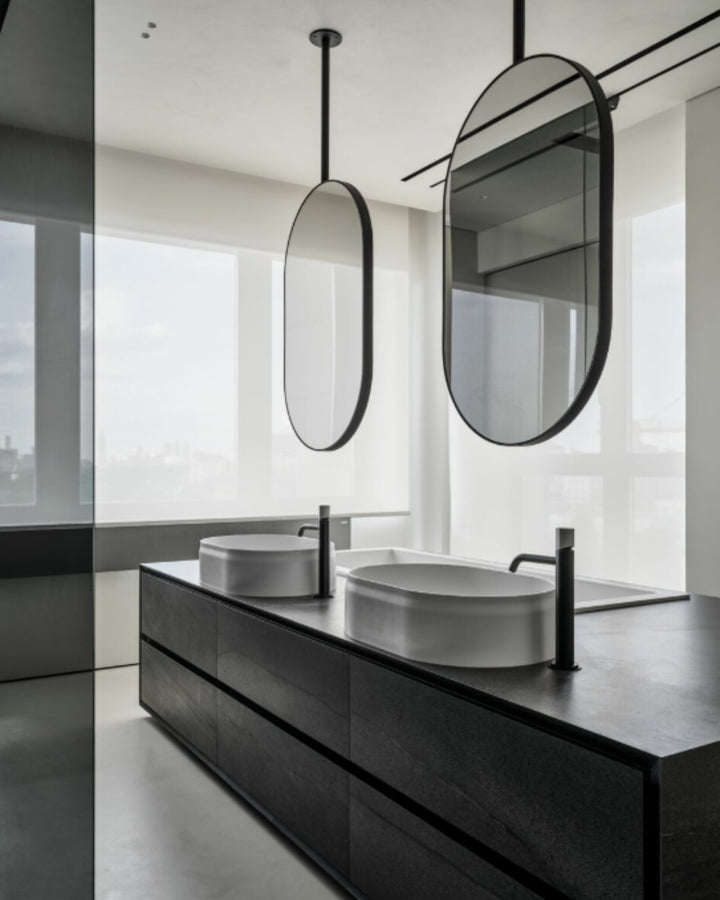 CUSTOM - PARIS 1- Side NO LED light ceiling mount pendant bathroom mirror