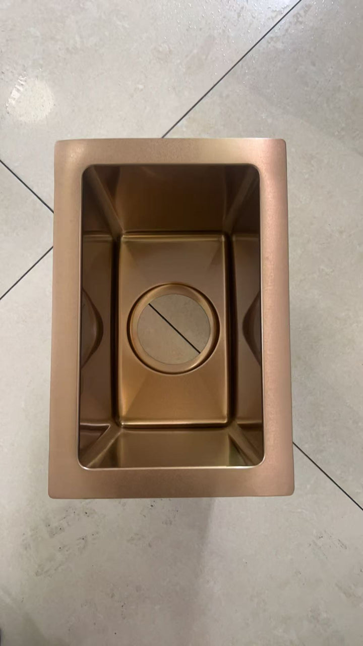 Rose gold stainless steel undermount bar kitchen sink 12" x 8" X8"