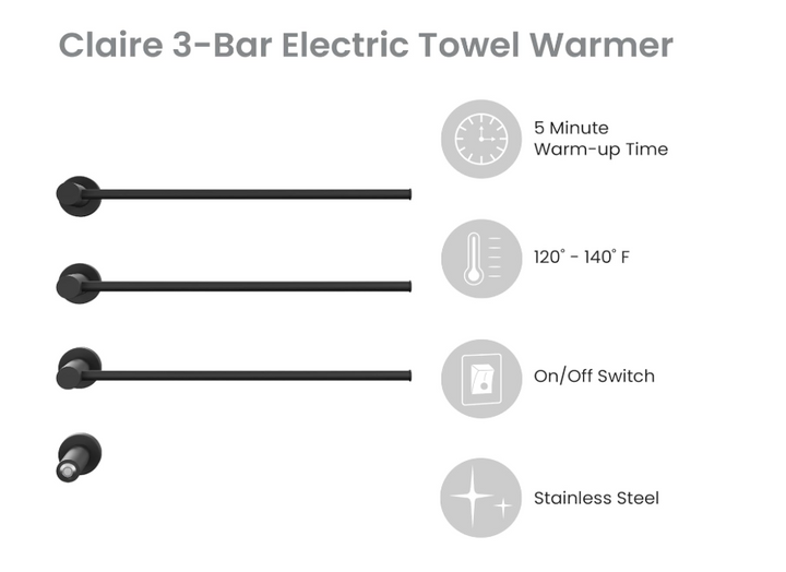 Gold polish clean sleek euro design hardwire towel warmer