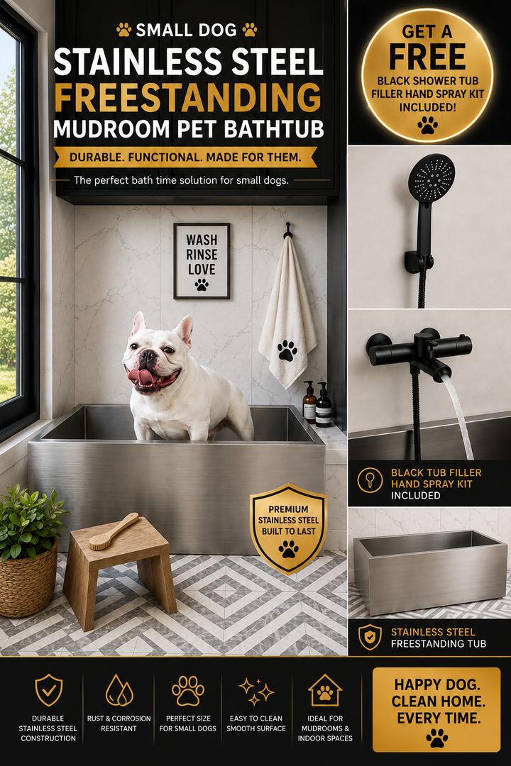 Black Pearl Grey Gun-Pet Dog Artisan made bathtub mudroom washing station 16 gauge commercial grade stainless steel