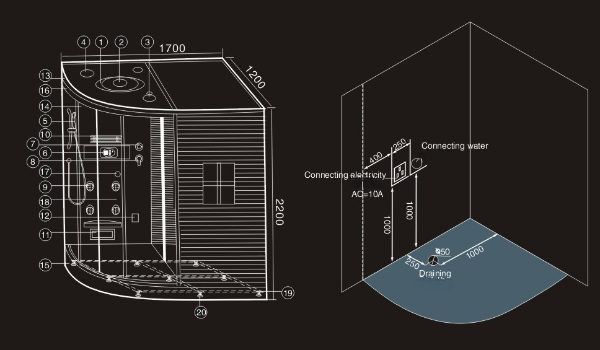 Stock - Ready to shipped -Multi Function Cabin Steam shower and Sauna Room with red canadian cedar wood System 806
