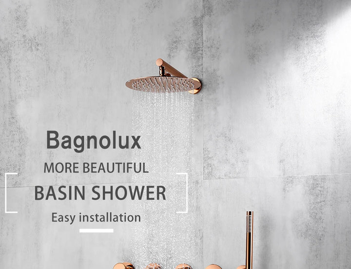 Round 3 way volumen control rain -hand spray and tub spout shower kit