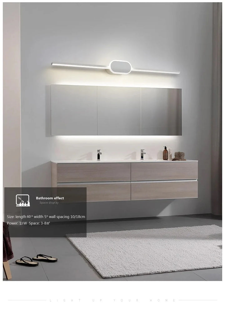 40/60/80CM Mirror Front Lamp  Bathroom Decorative Lights Mirror 40/60/80cm Long Strip Wall Sconces Living Room Indoor Fixture