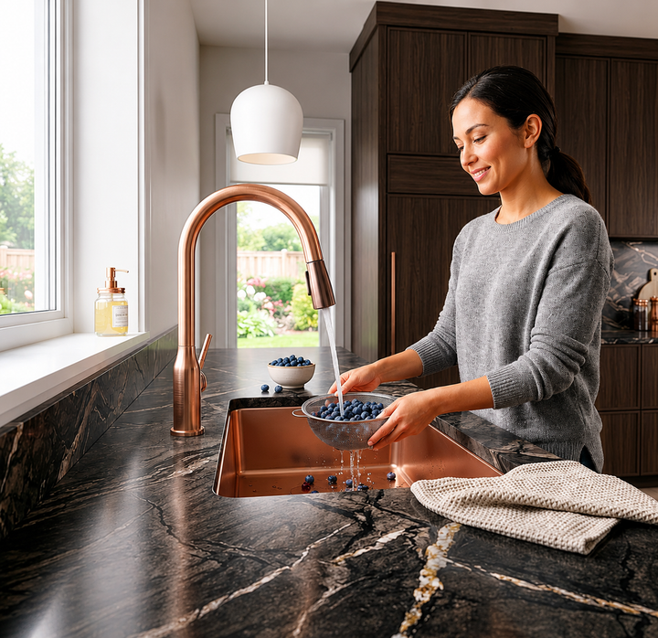 Acero Solid Sleek Modern Dual Pull Spray Kitchen Faucet