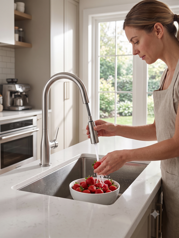 Acero Solid Sleek Modern Dual Pull Spray Kitchen Faucet