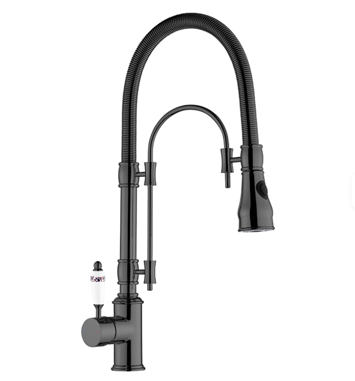 Elisabeth- Victorian Tall Kitchen Island Faucet Dual Pull Our Spayer Mode