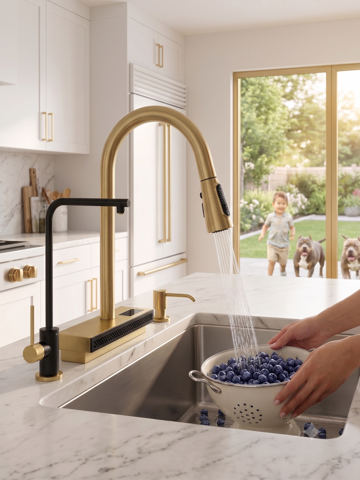 Aspen- Waterfall dual pull spray kitchen faucet