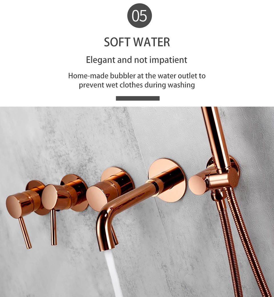 Round 3 way volumen control rain -hand spray and tub spout shower kit