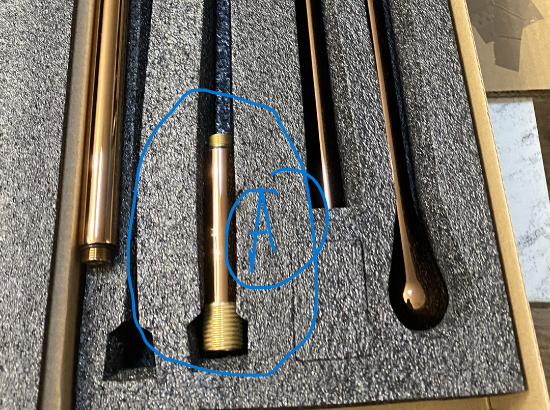Rose gold tear drop 14 inches extension ceiling pipe faucet