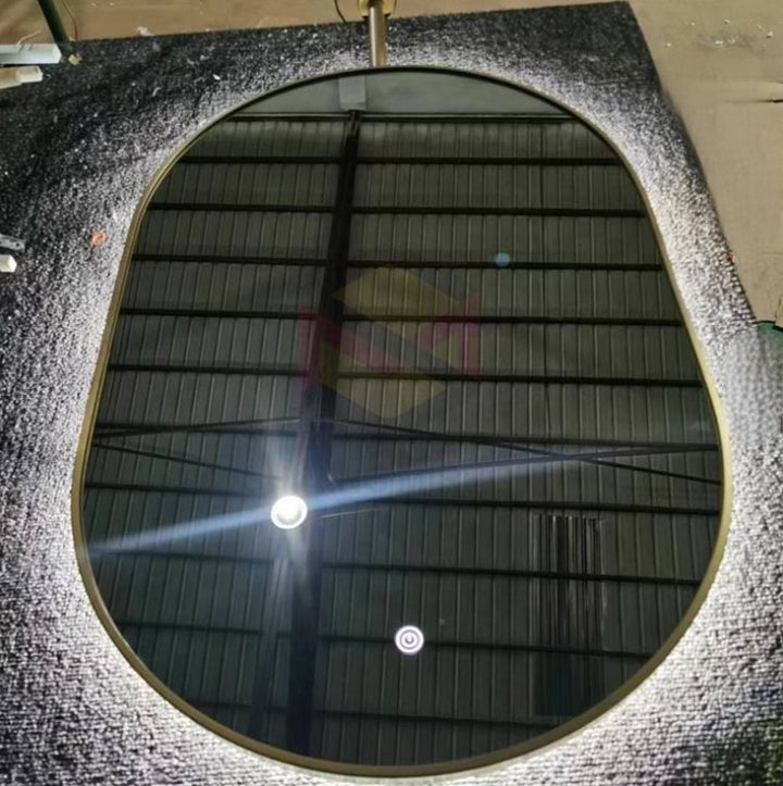 CUSTOM - Back Led Lit  Oval ceiling suspended mount bathroom mirror