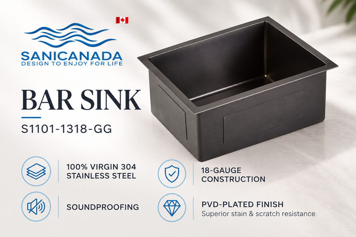 Black Grey Gun Metal Undermount 18 Gauge Stainless Steel Bar Prep sink 12X16"x8"